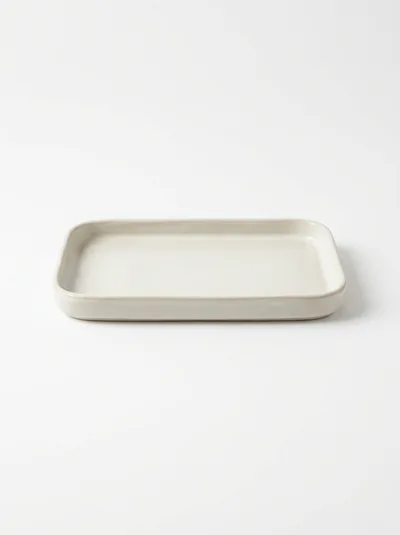 Minimalist Rectangular Ceramic Tray On White Background