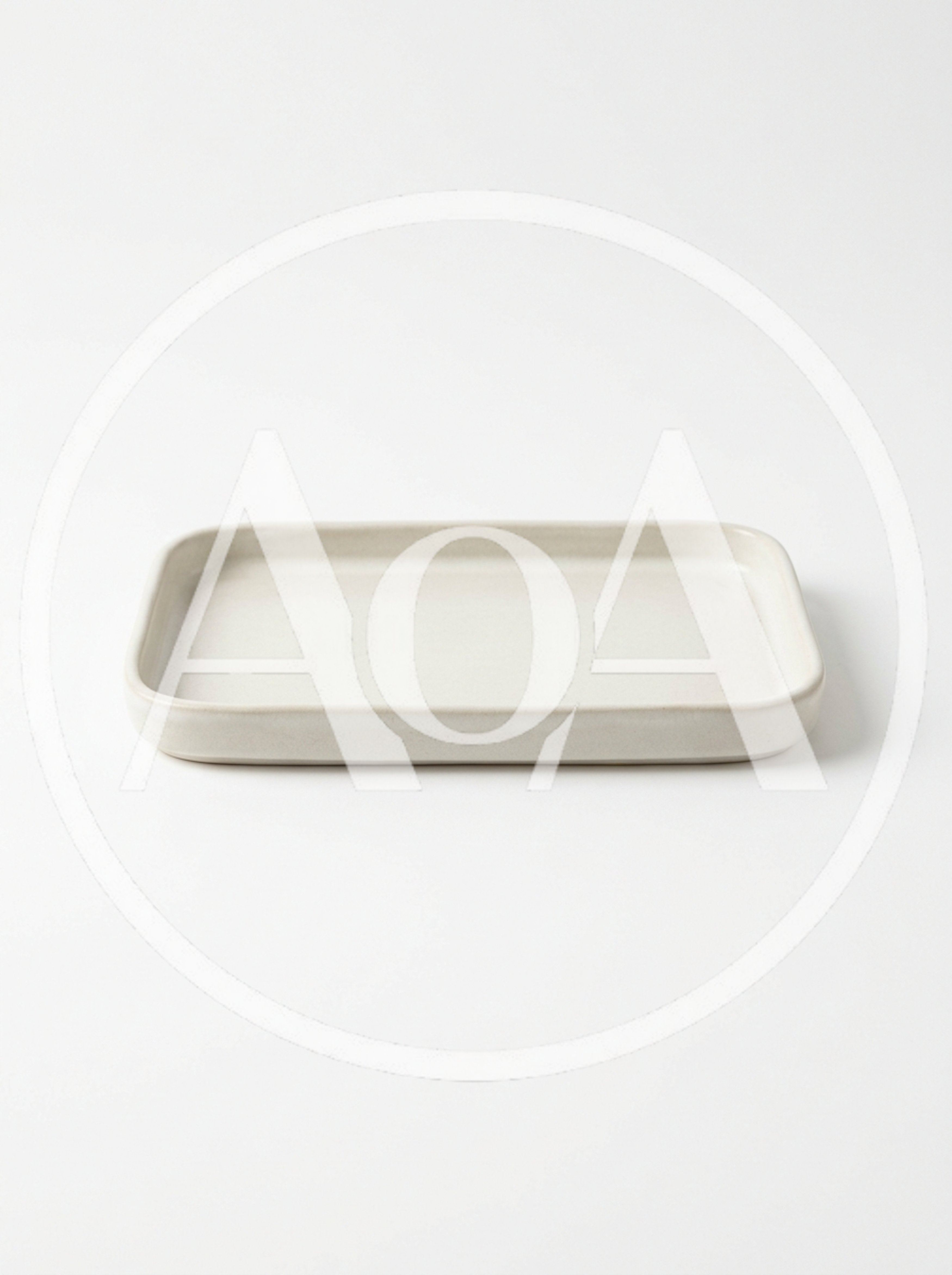 Minimalist Rectangular Ceramic Tray On White Background