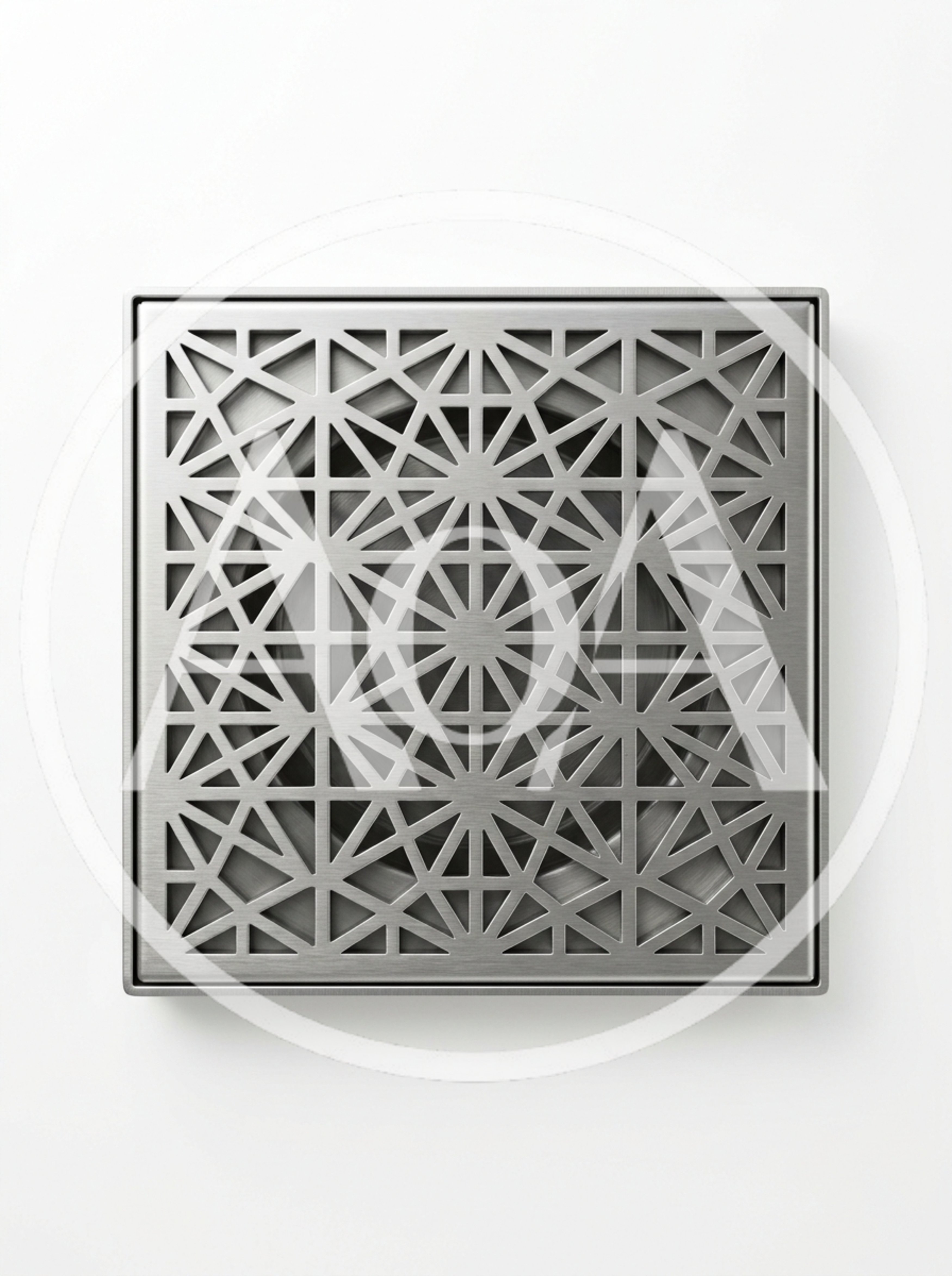 Square Metal Shower Drain With Geometric Pattern