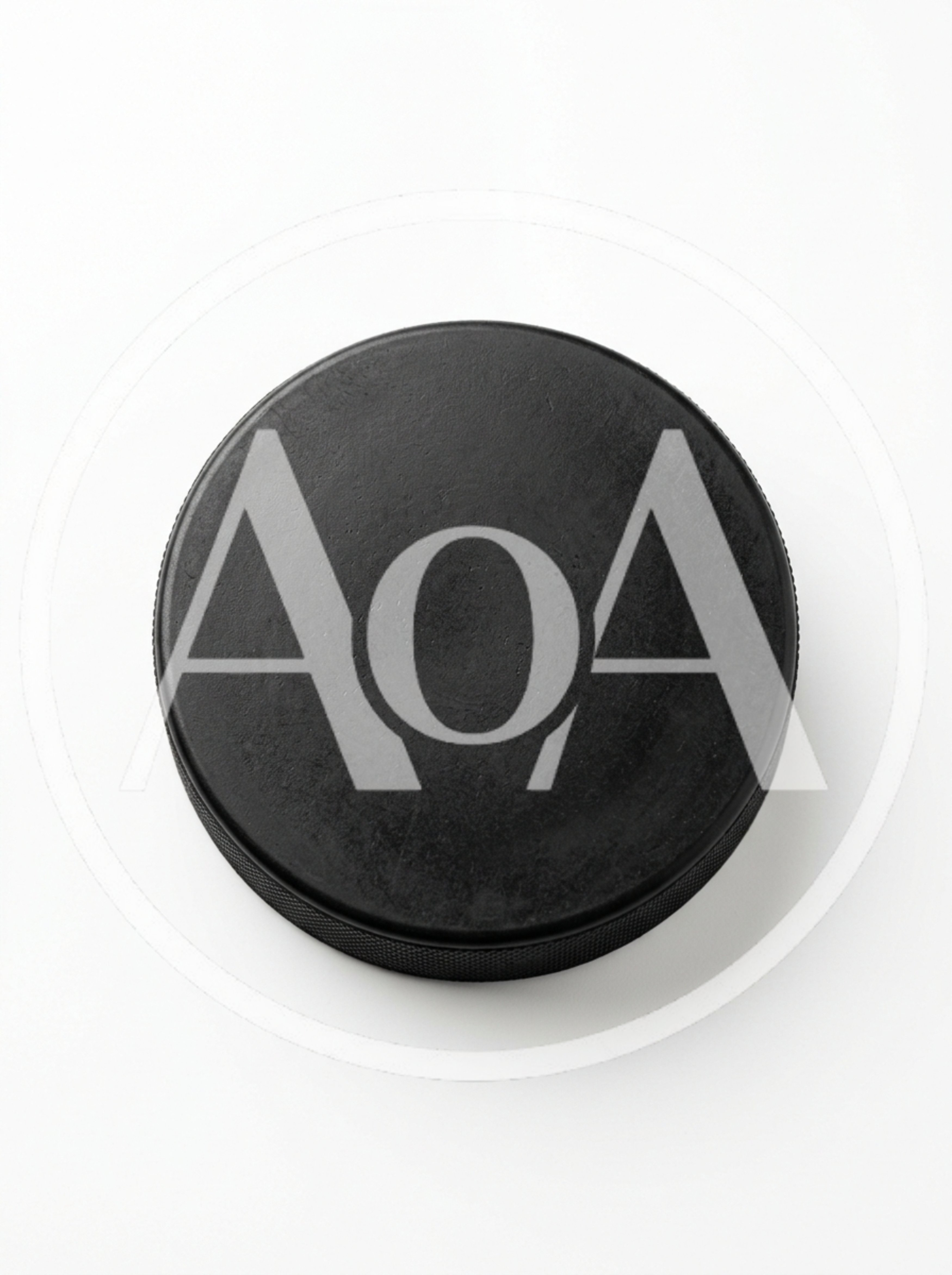 Single Black Ice Hockey Puck On White Background