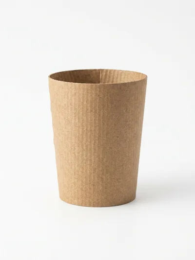 Empty Brown Corrugated Paper Coffee Cup
