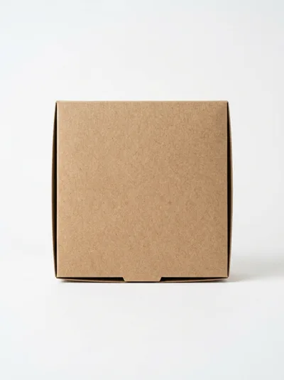 Closed Square Cardboard Box On White Background