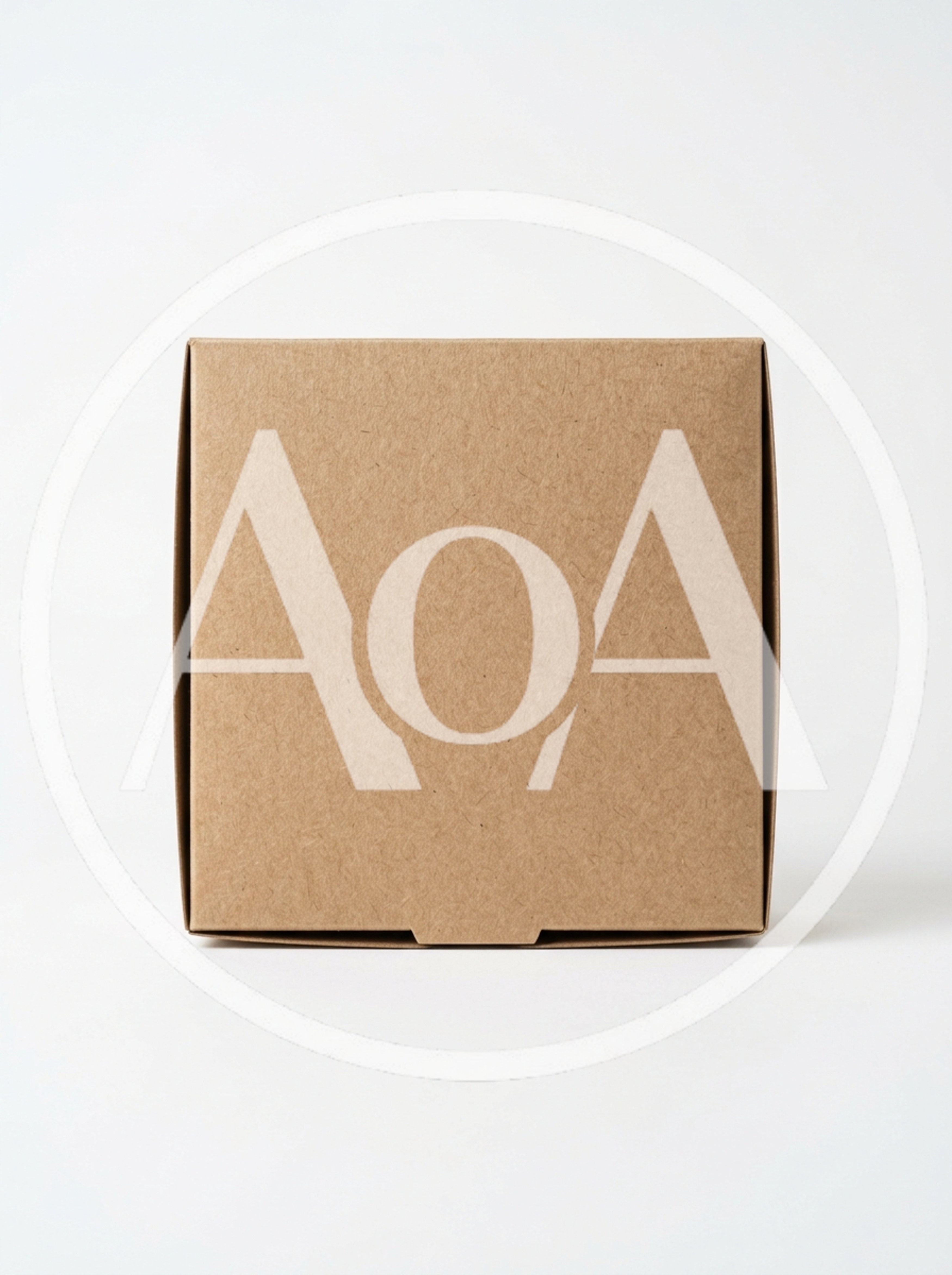 Closed Square Cardboard Box On White Background