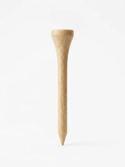 Wooden Golf Tee Standing Upright On White Background