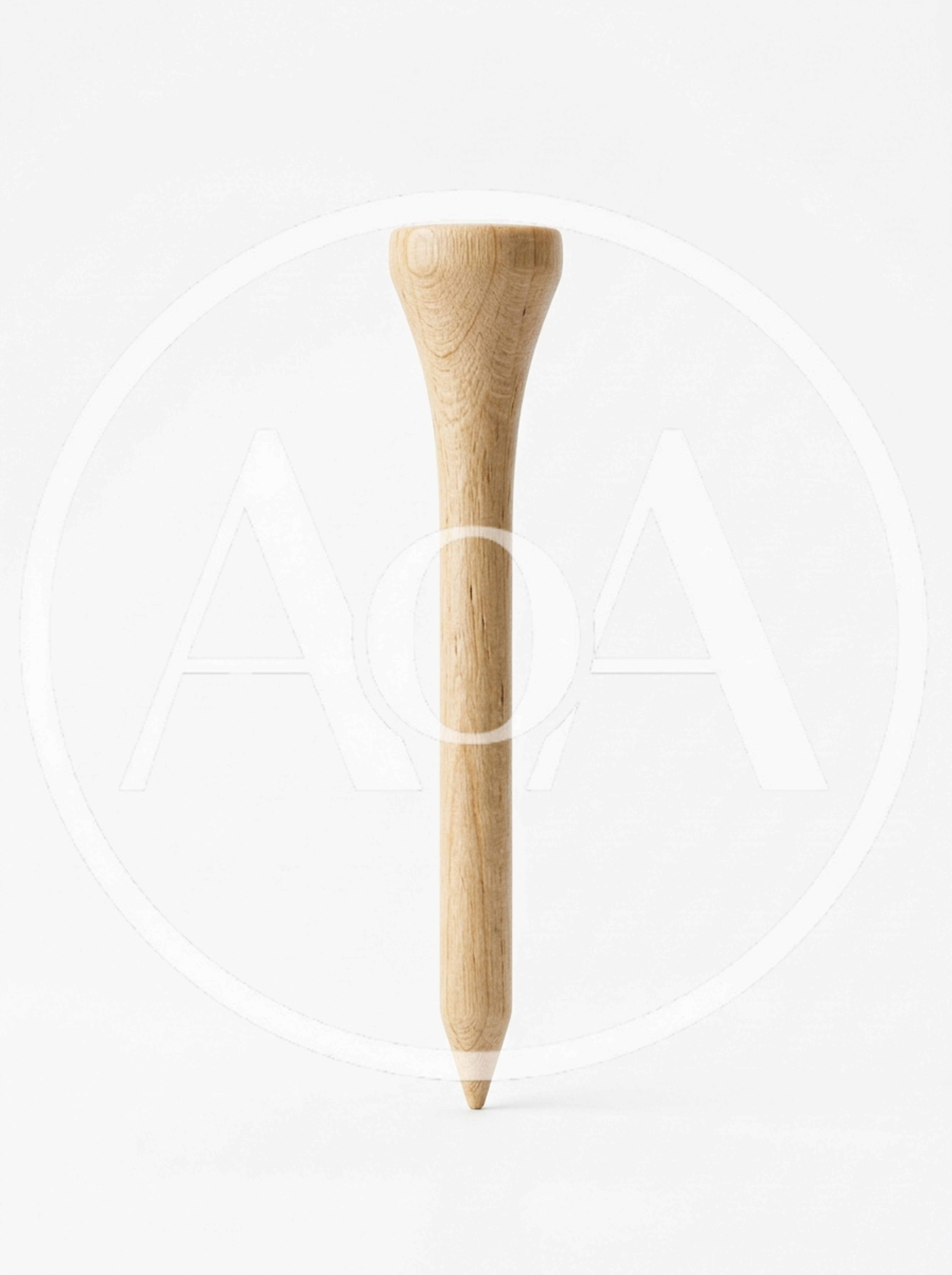 Wooden Golf Tee Standing Upright On White Background