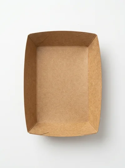 Empty Rectangular Brown Paper Food Tray