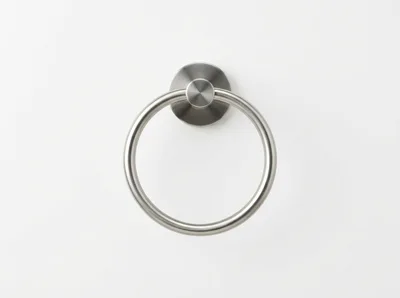 Brushed Nickel Towel Ring On White Background