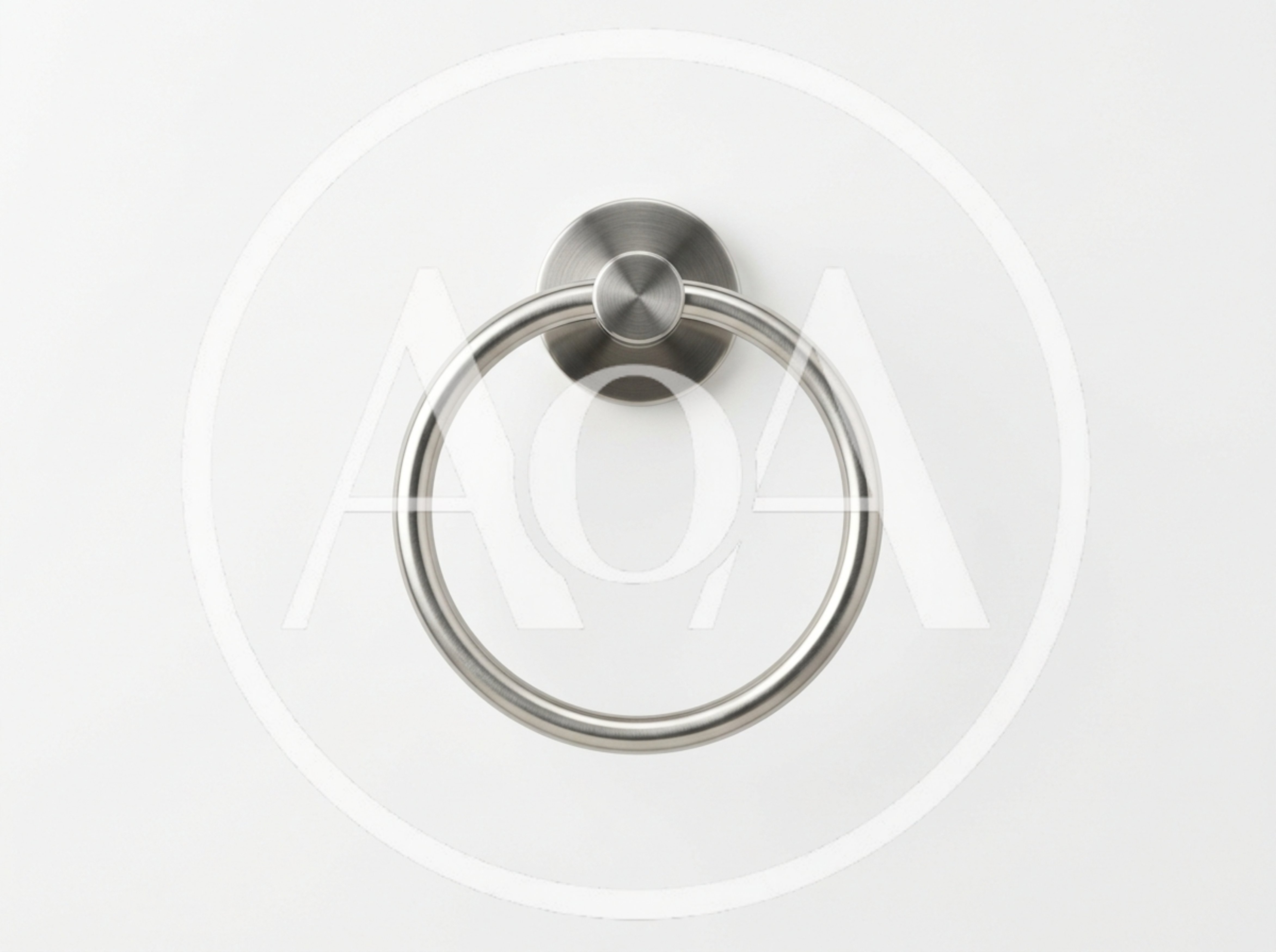 Brushed Nickel Towel Ring On White Background