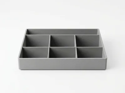 Empty Grey Desk Organizer Tray With Multiple Compartments