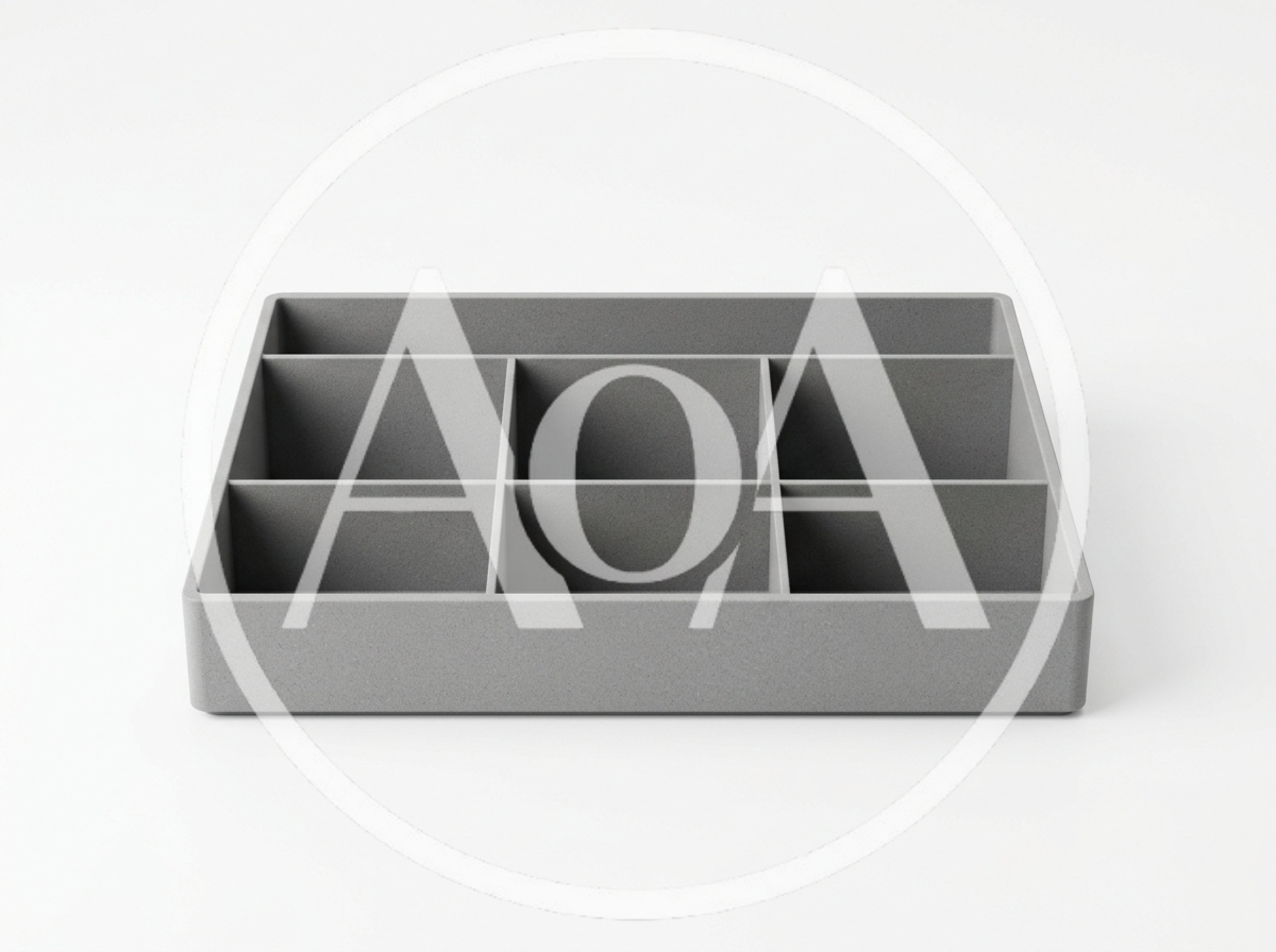 Empty Grey Desk Organizer Tray With Multiple Compartments
