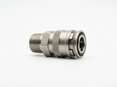 Pneumatic Quick Connect Fitting On White Background