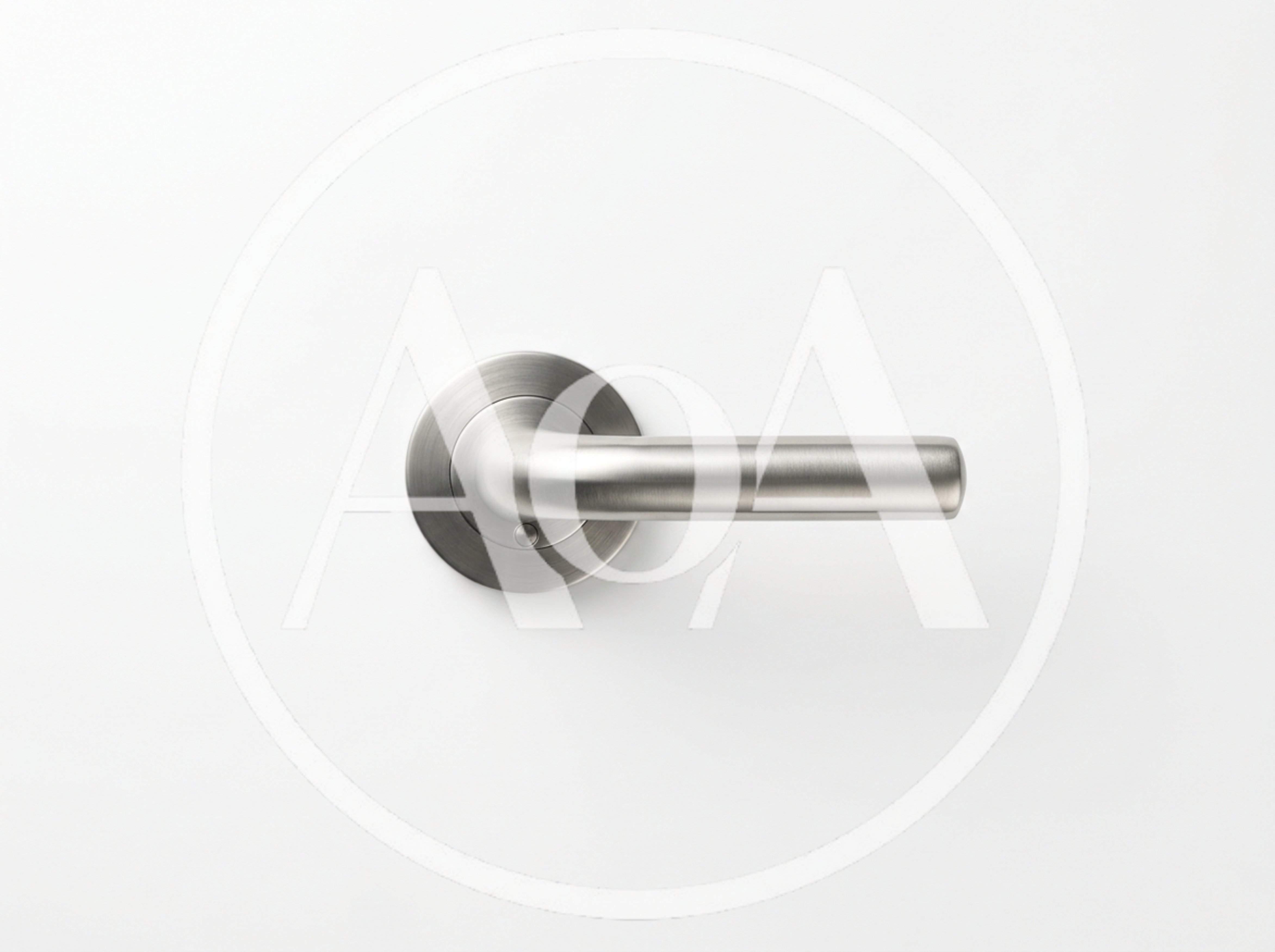Modern Brushed Metal Door Handle On White Background