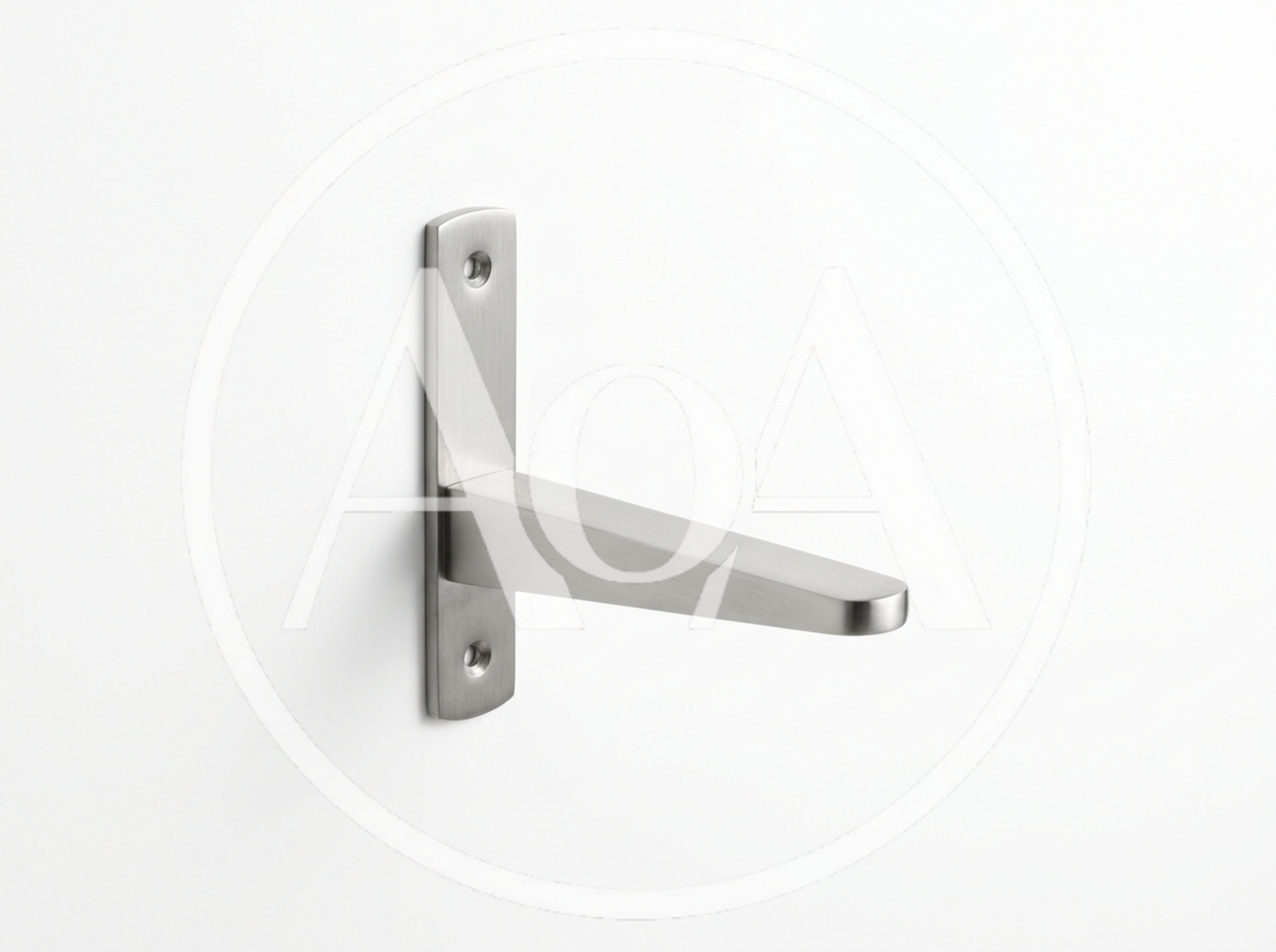 Brushed Metal Shelf Bracket Mounted On White Wall