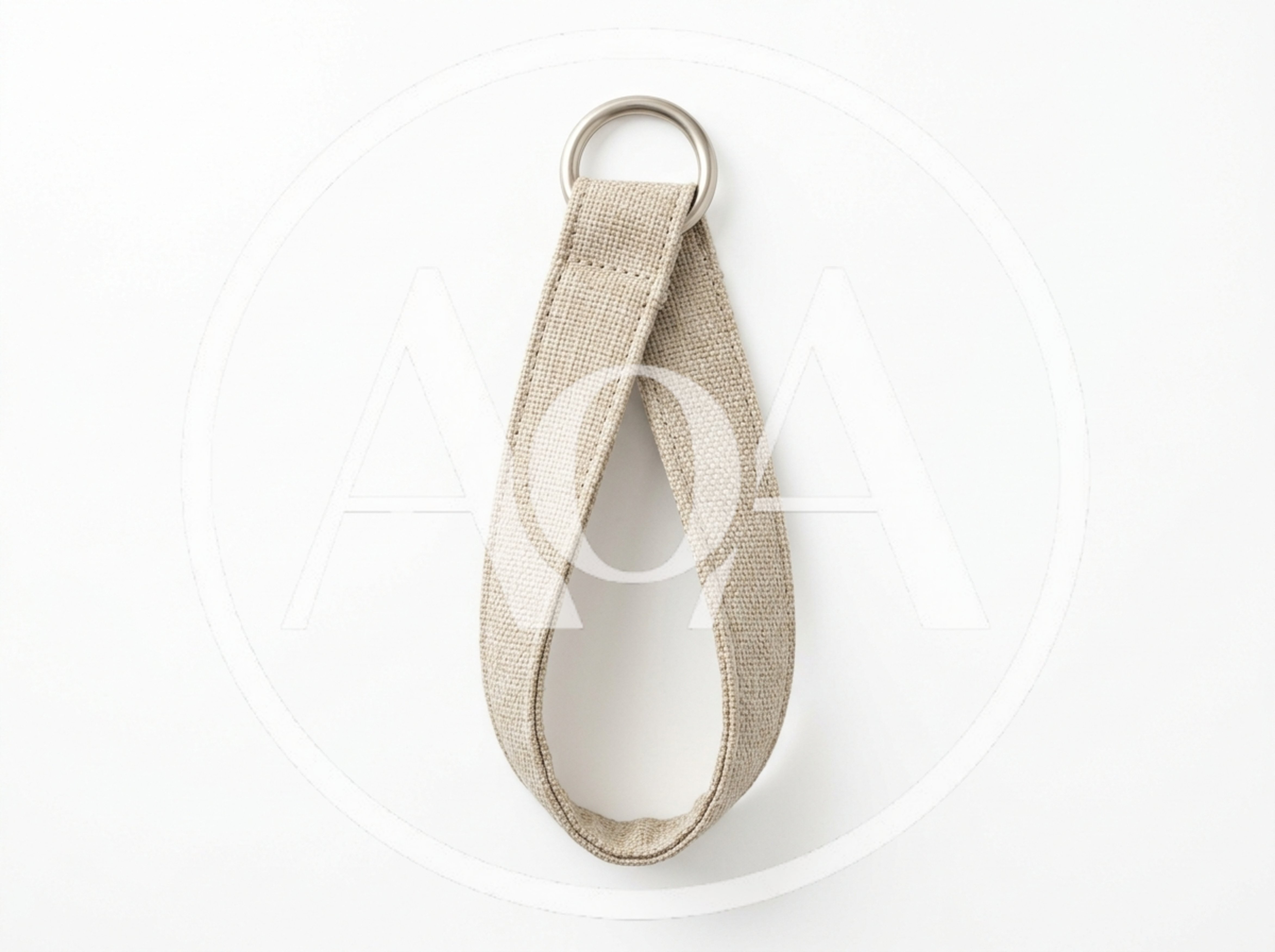 Beige Fabric Loop With Metal Ring