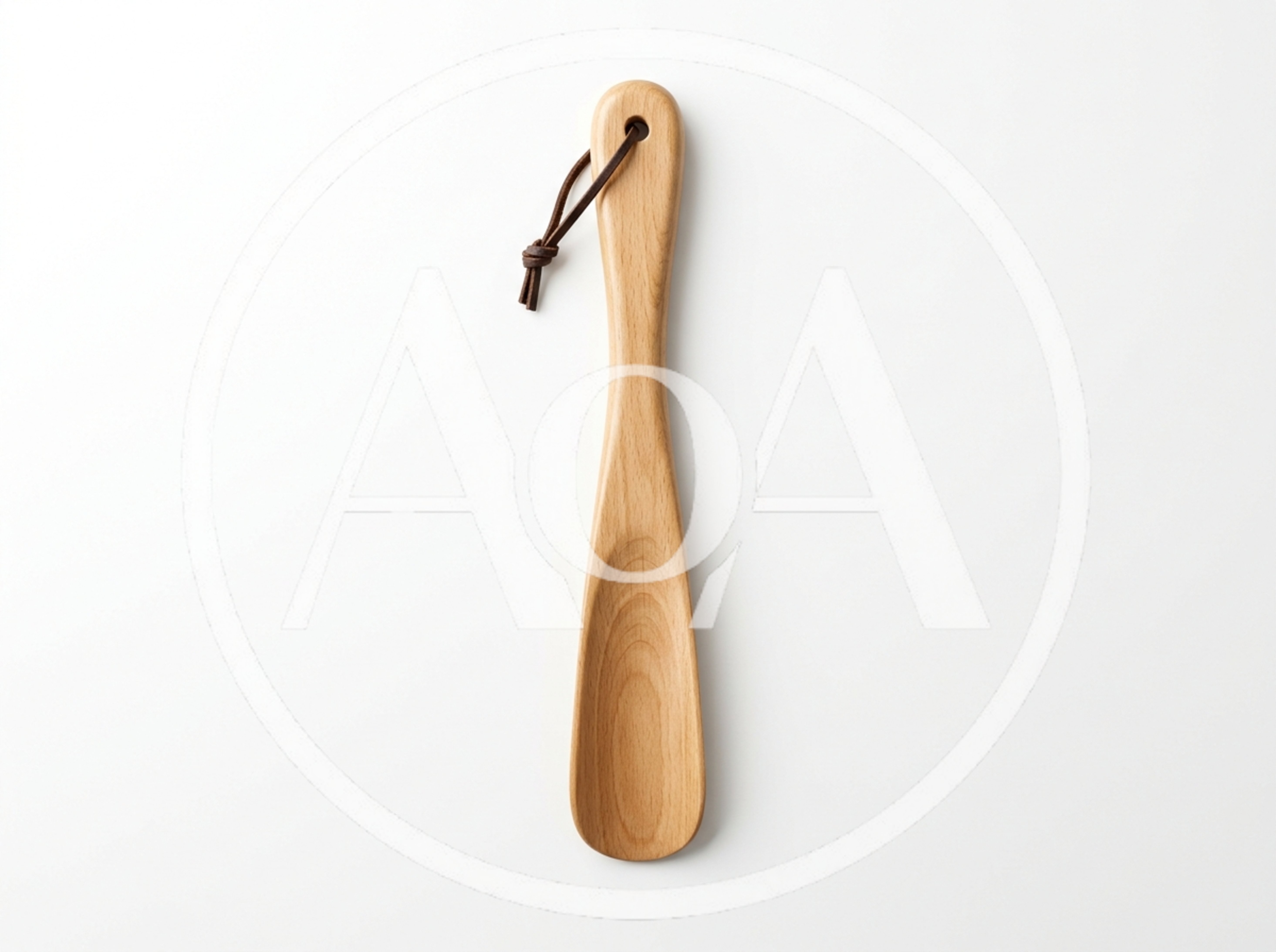 Wooden Shoehorn With Leather Hanging Strap
