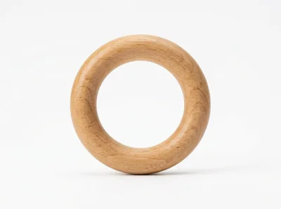 Wooden Ring Teether Toy Isolated On White Background
