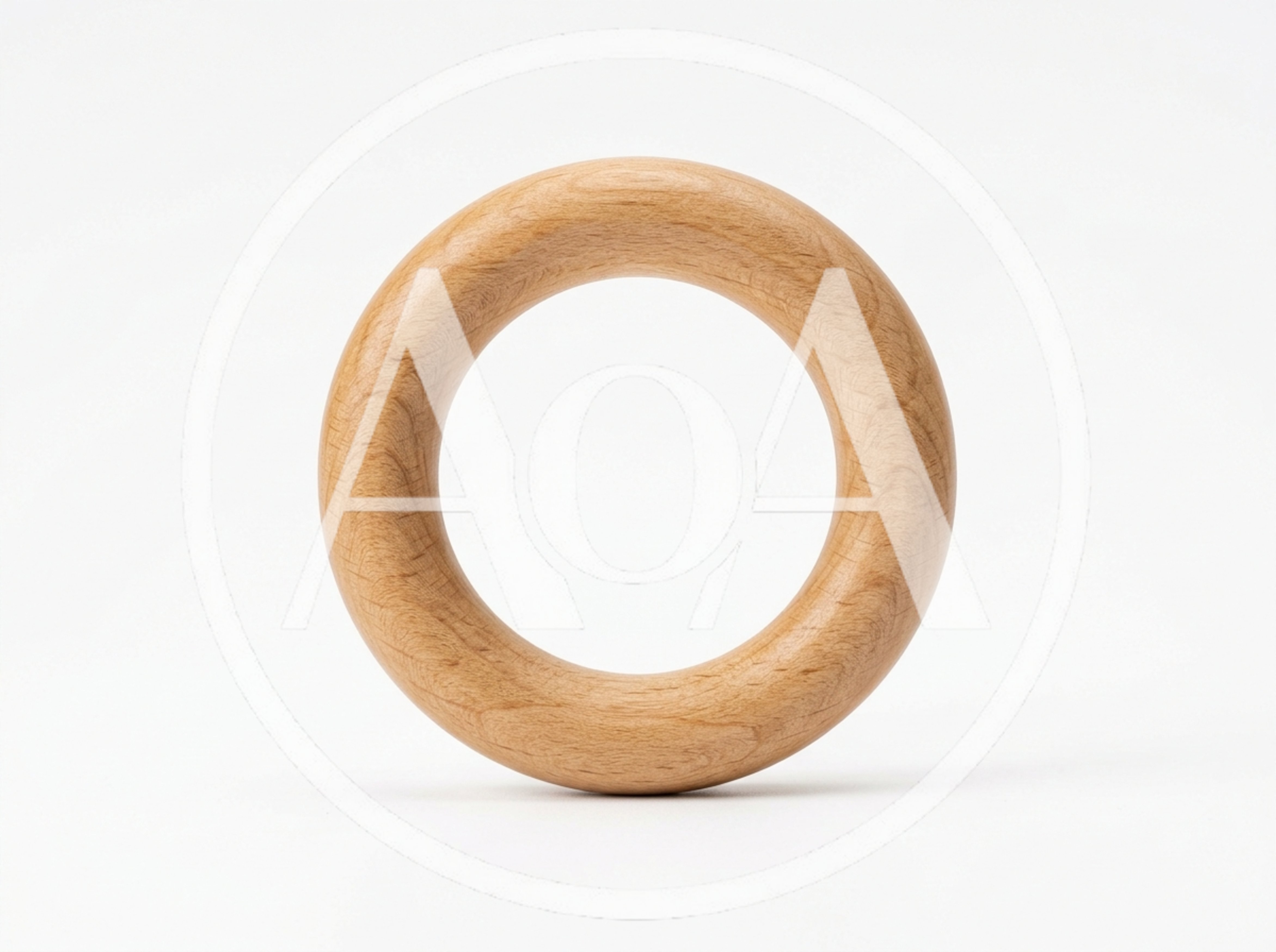 Wooden Ring Teether Toy Isolated On White Background