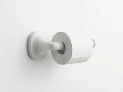 White Toilet Paper Roll On Wall Mounted Holder
