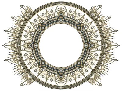 Art Deco Circular Decorative Frame Ornament