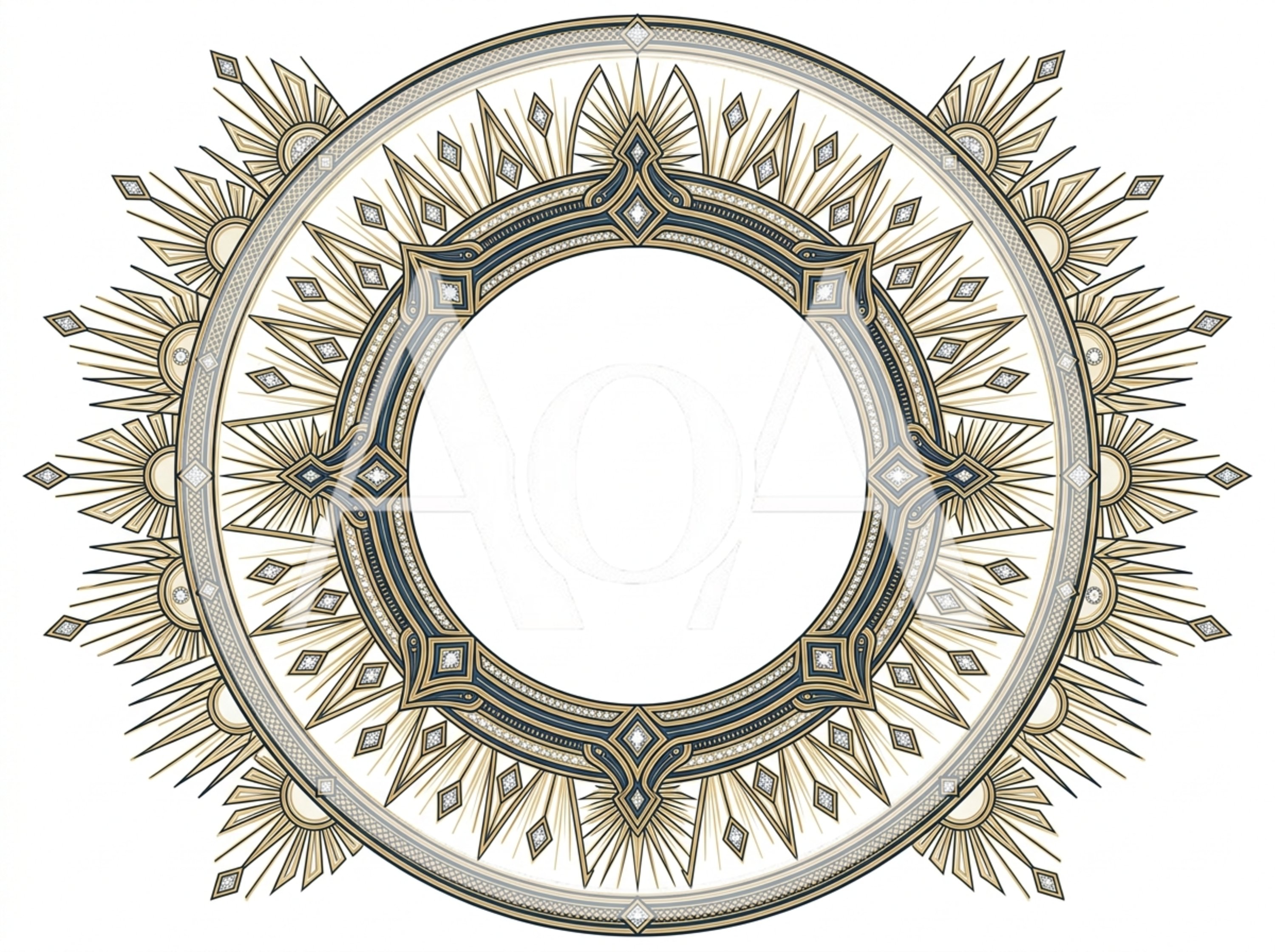 Art Deco Circular Decorative Frame Ornament