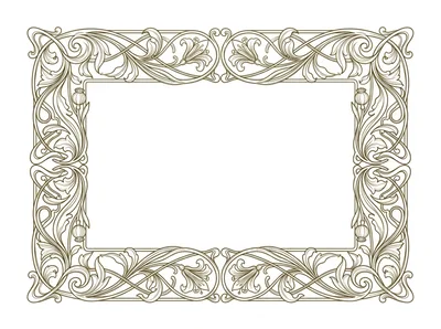 Art Nouveau Floral Decorative Frame Illustration