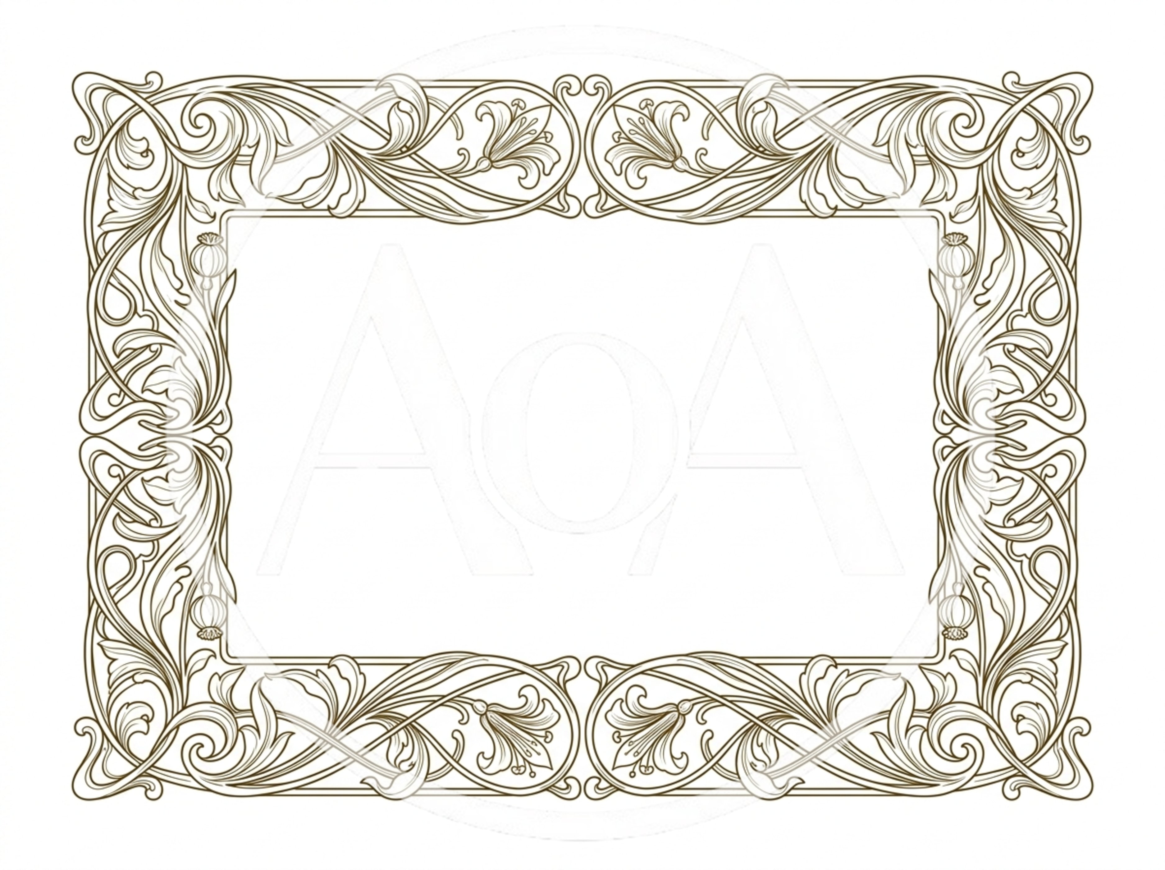 Art Nouveau Floral Decorative Frame Illustration