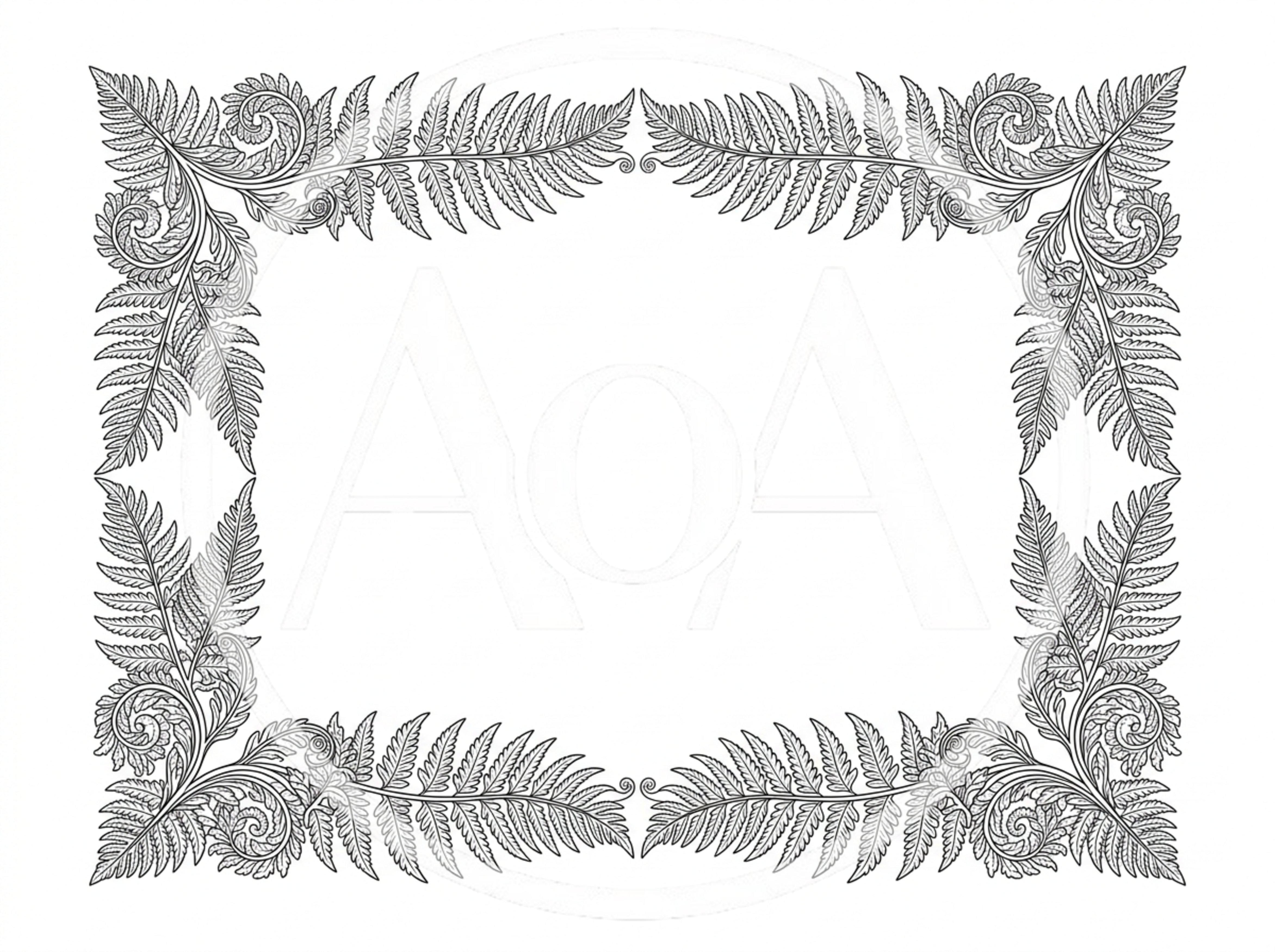 Intricate Hand Drawn Fern Leaf Decorative Border
