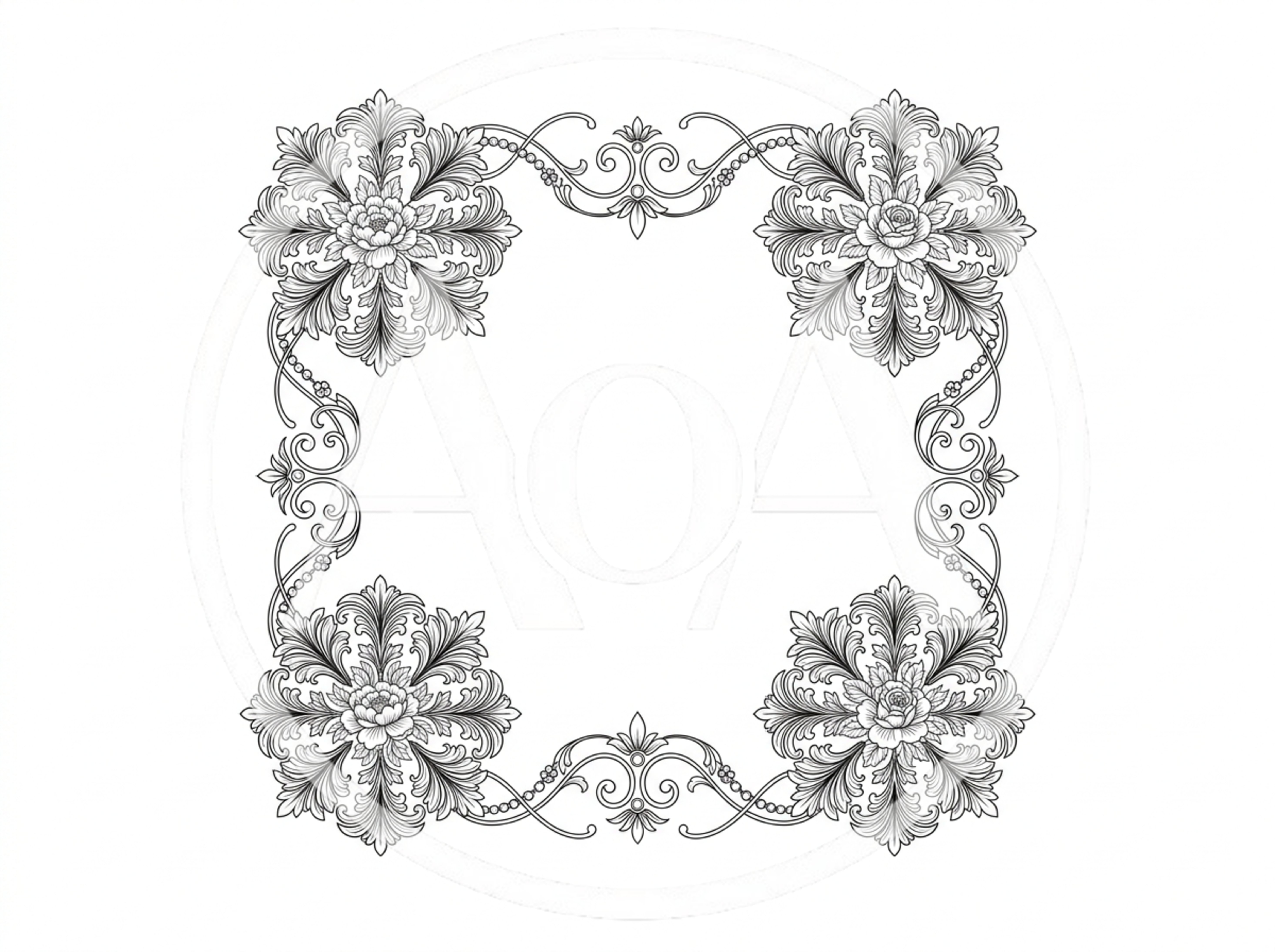 Ornate Floral Baroque Decorative Square Frame