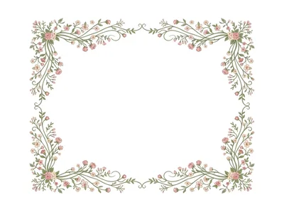 Floral Decorative Frame With Pink Roses And Green Vines