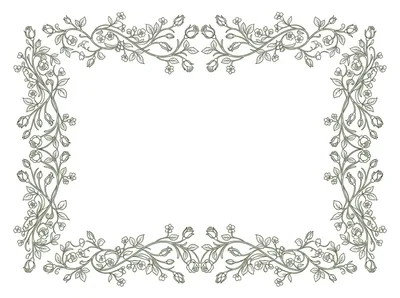 Elegant Floral Border Frame With Rose Vines