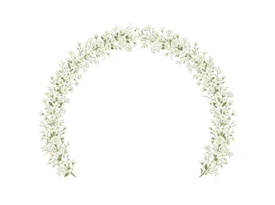 Floral Arch Frame With White Roses And Baby Breath