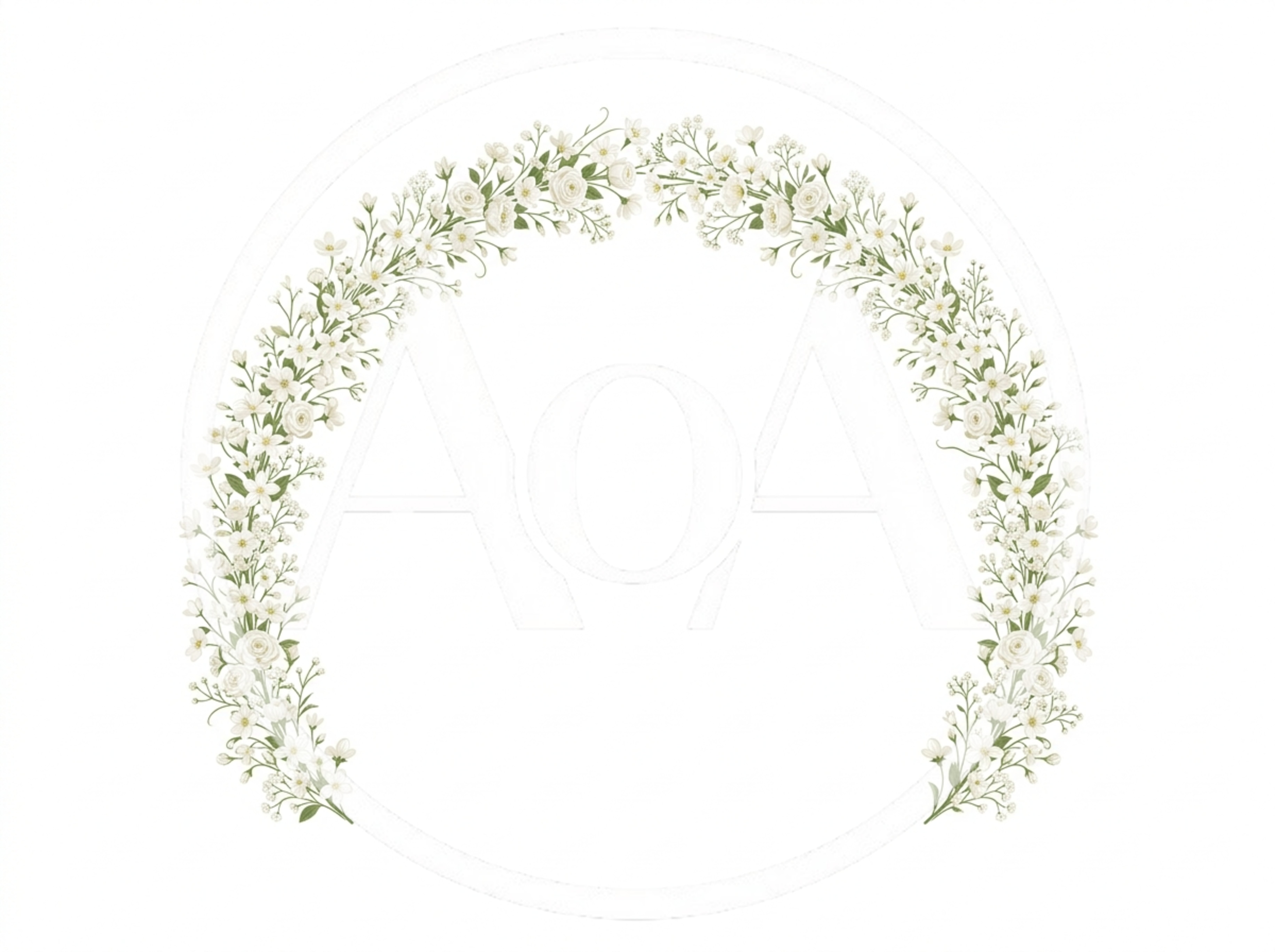 Floral Arch Frame With White Roses And Baby Breath