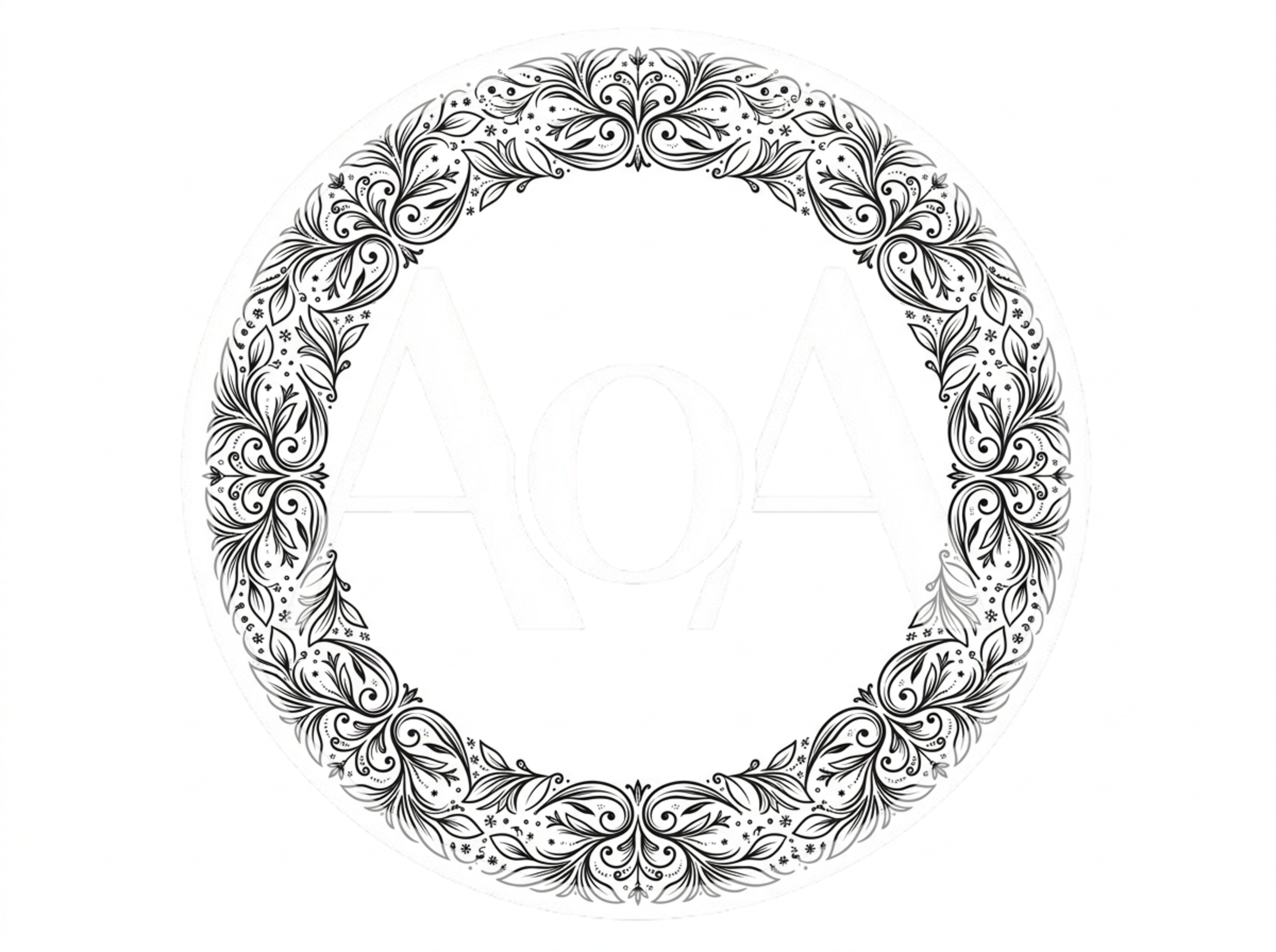 Ornate Floral Circular Decorative Frame Border