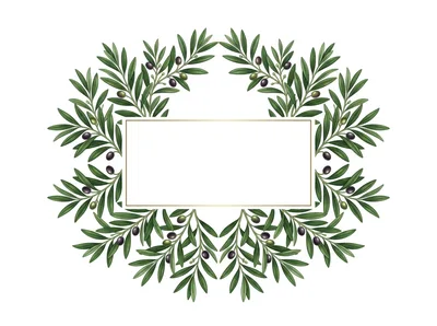 Olive Branch Wreath Frame With Blank Center