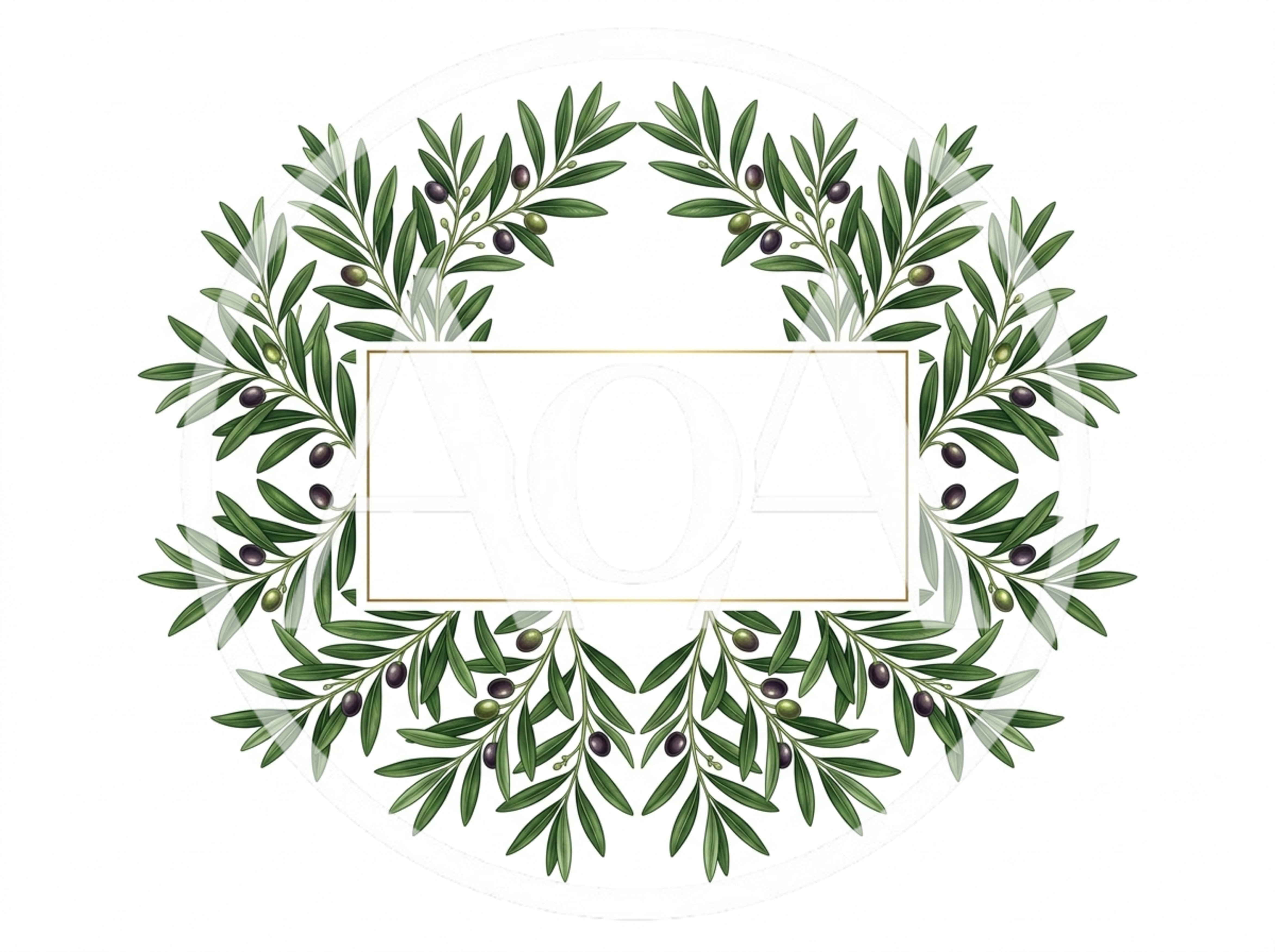 Olive Branch Wreath Frame With Blank Center