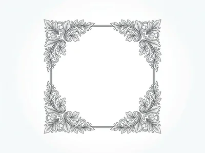 Ornate Floral Square Decorative Frame Border
