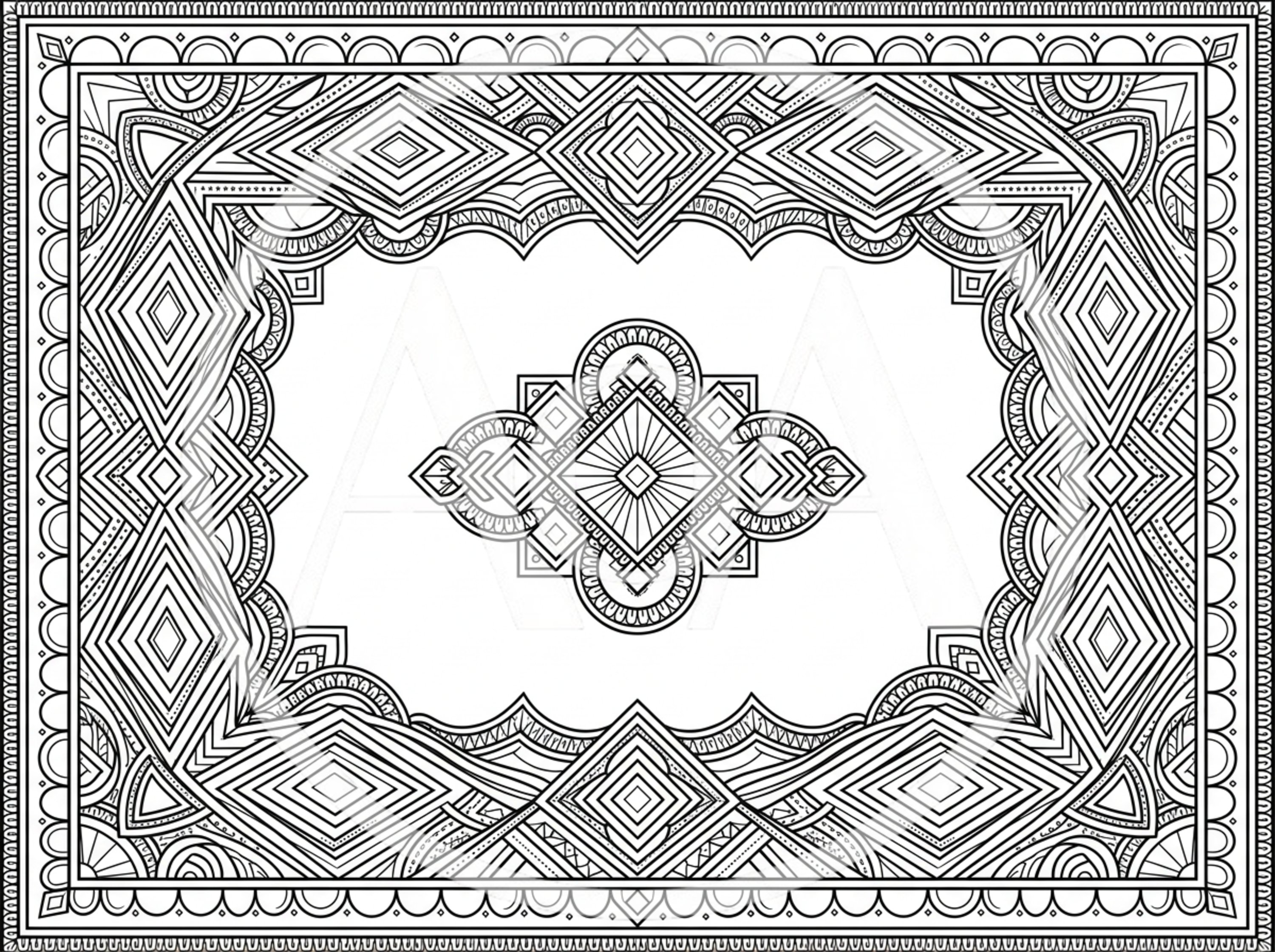 Intricate Geometric Mandala Coloring Page Design
