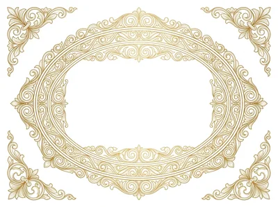 Ornate Gold Oval Decorative Frame Border