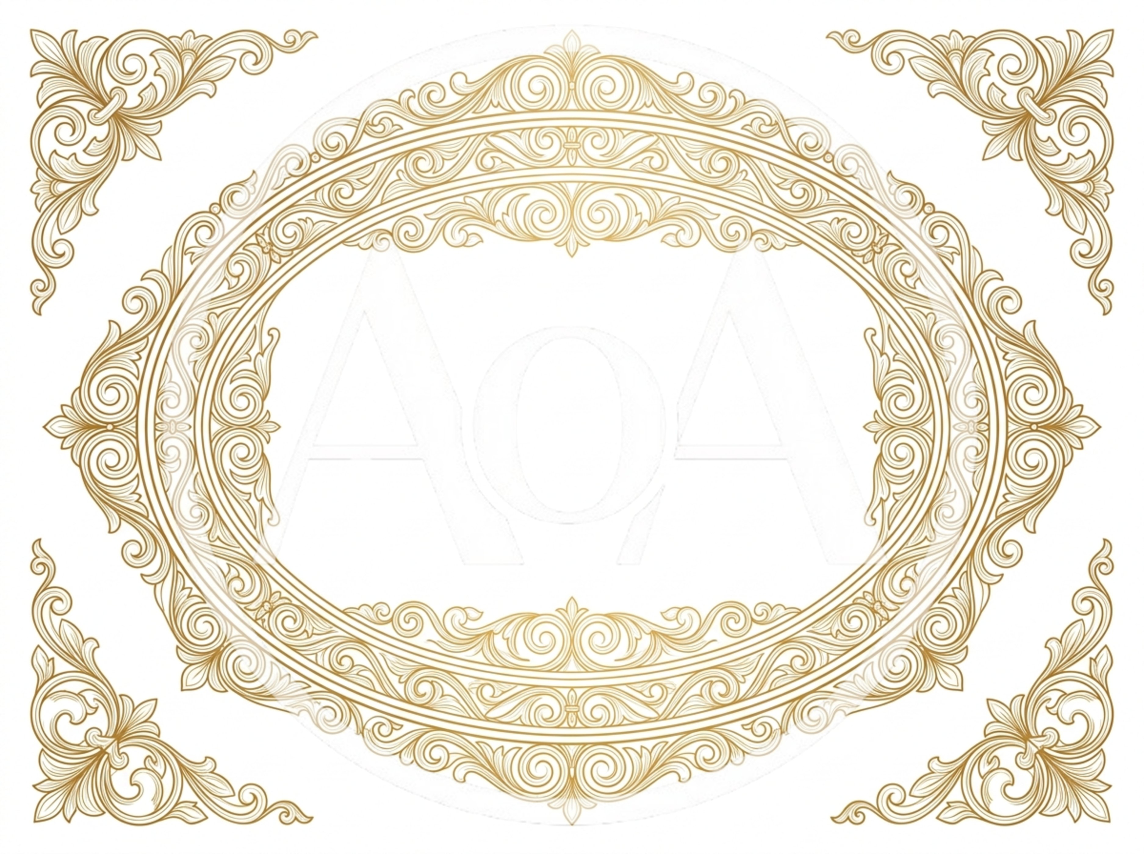 Ornate Gold Oval Decorative Frame Border