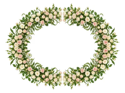 Oval Floral Frame Made Of Pink And White Roses