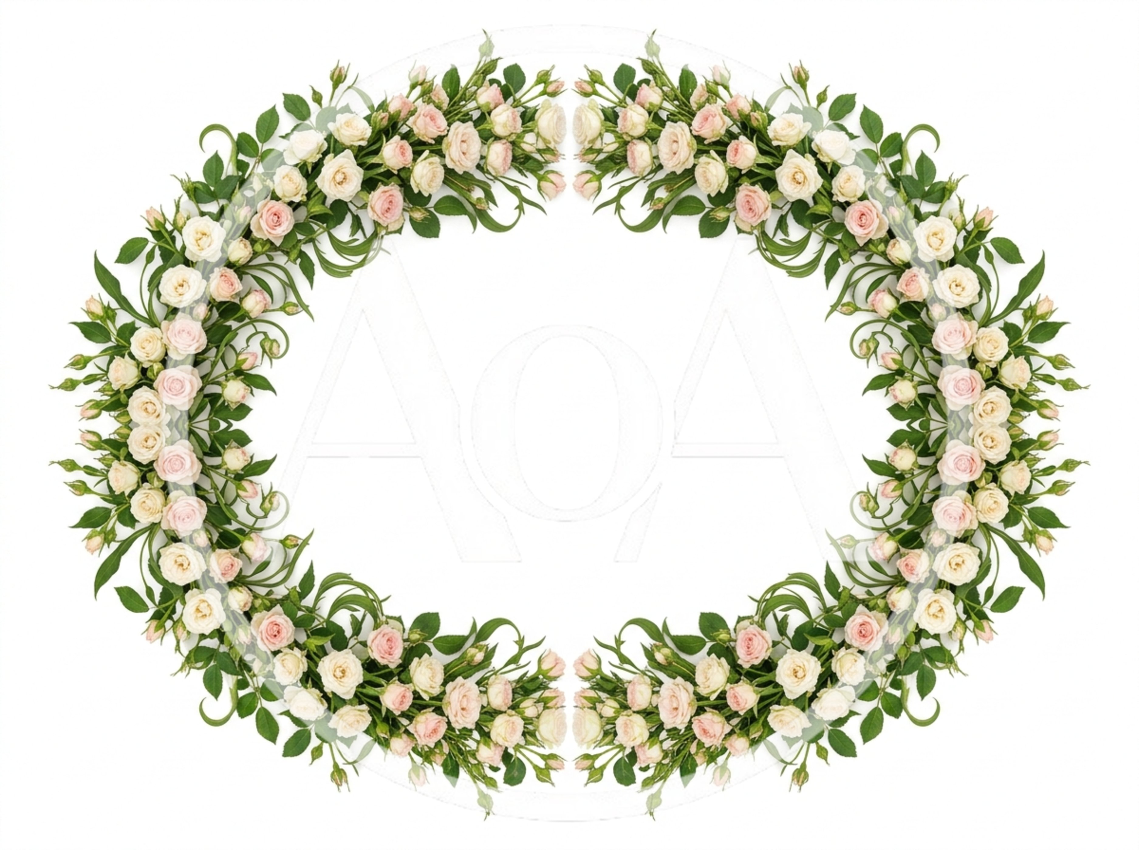 Oval Floral Frame Made Of Pink And White Roses