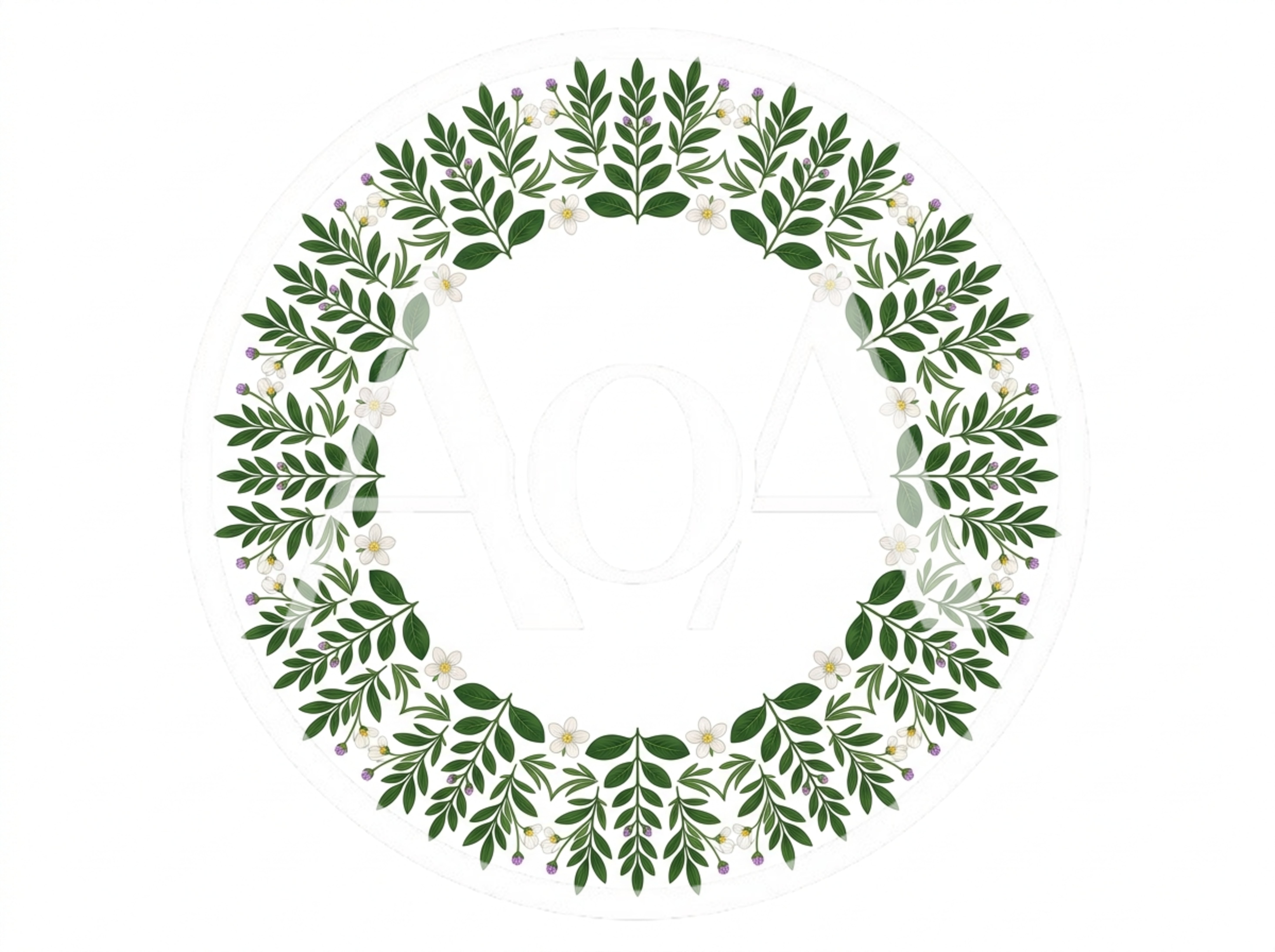 Floral Wreath Illustration With Green Leaves And Flowers
