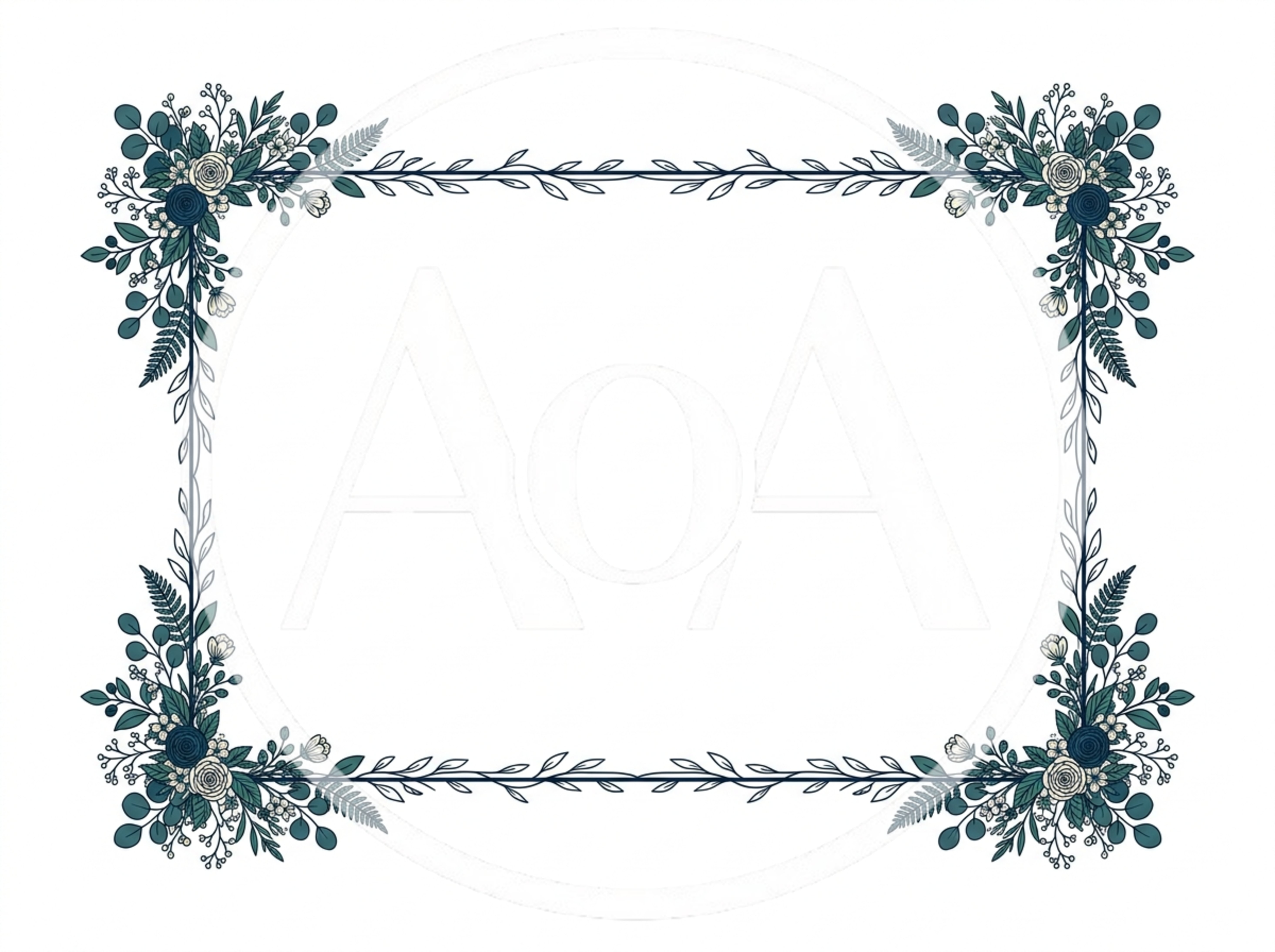Floral Decorative Frame With Botanical Elements