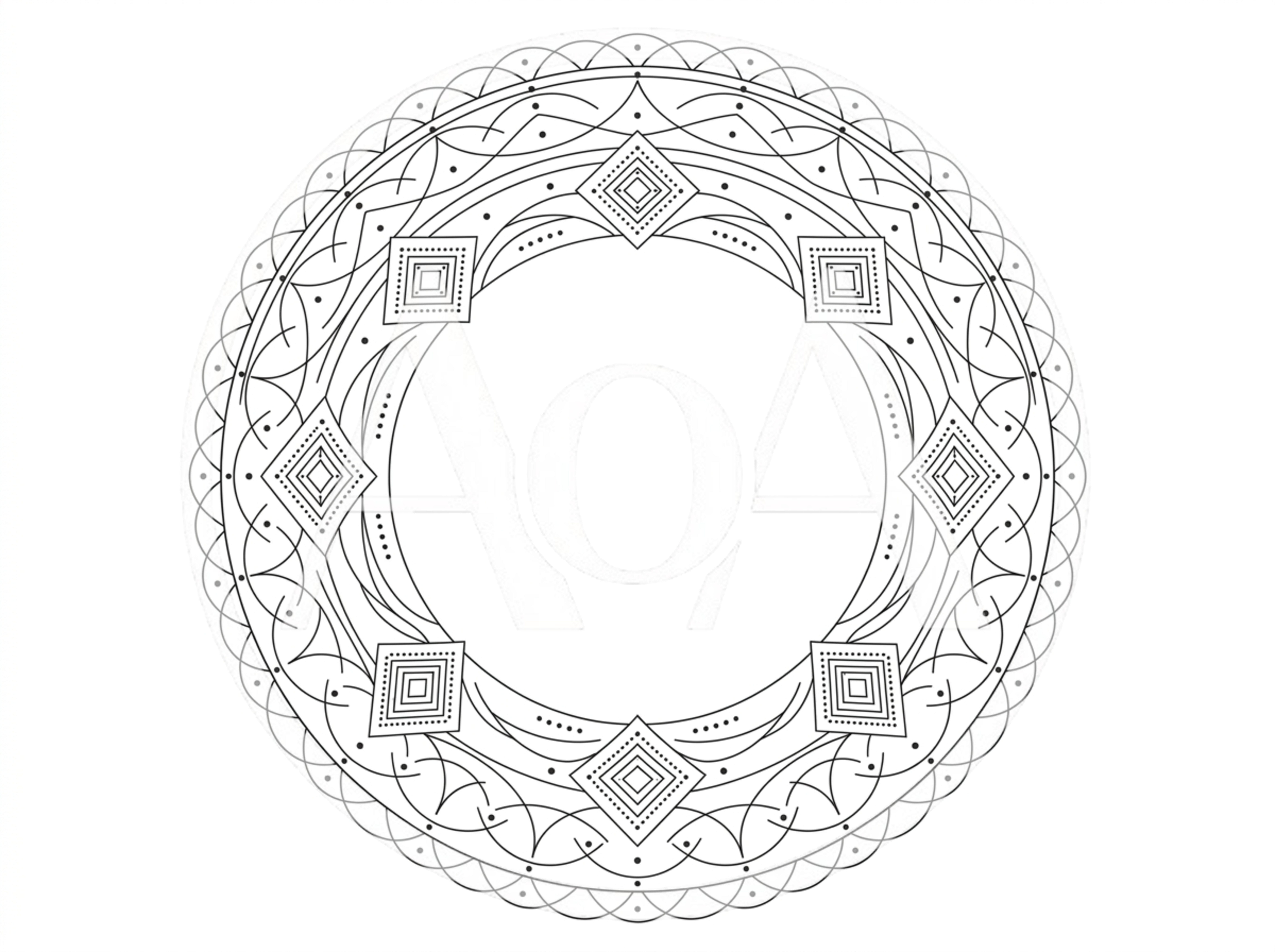 Circular Geometric Mandala Line Art Design