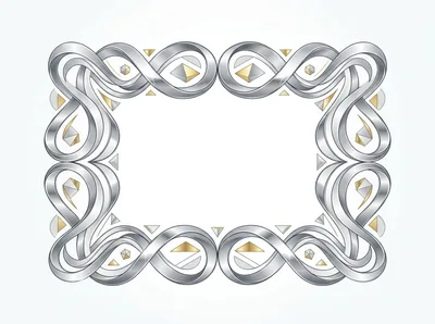 Ornate Silver Metallic Decorative Frame Border