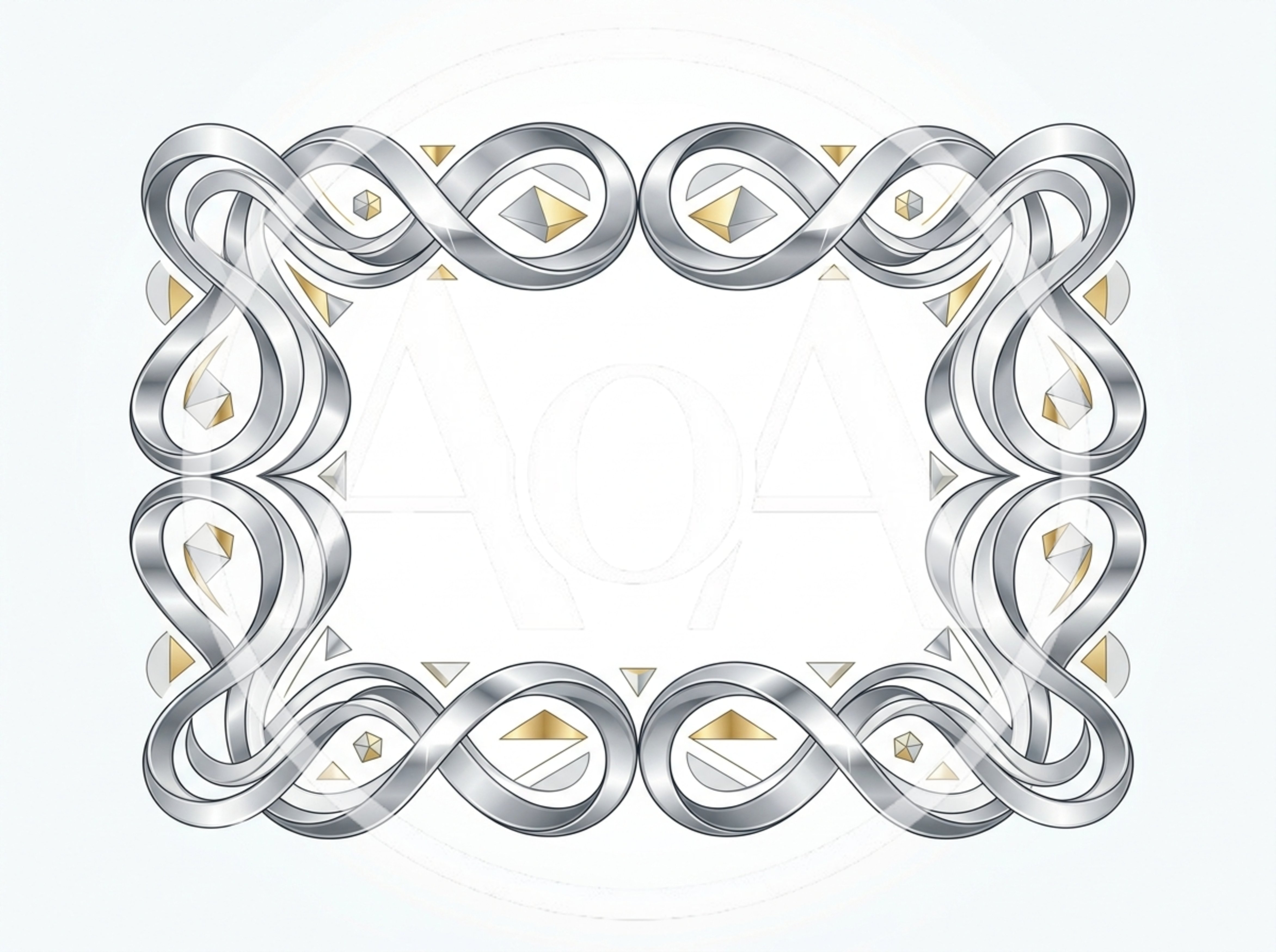 Ornate Silver Metallic Decorative Frame Border
