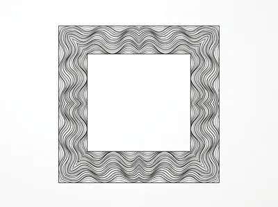 Abstract Wavy Line Square Frame Design