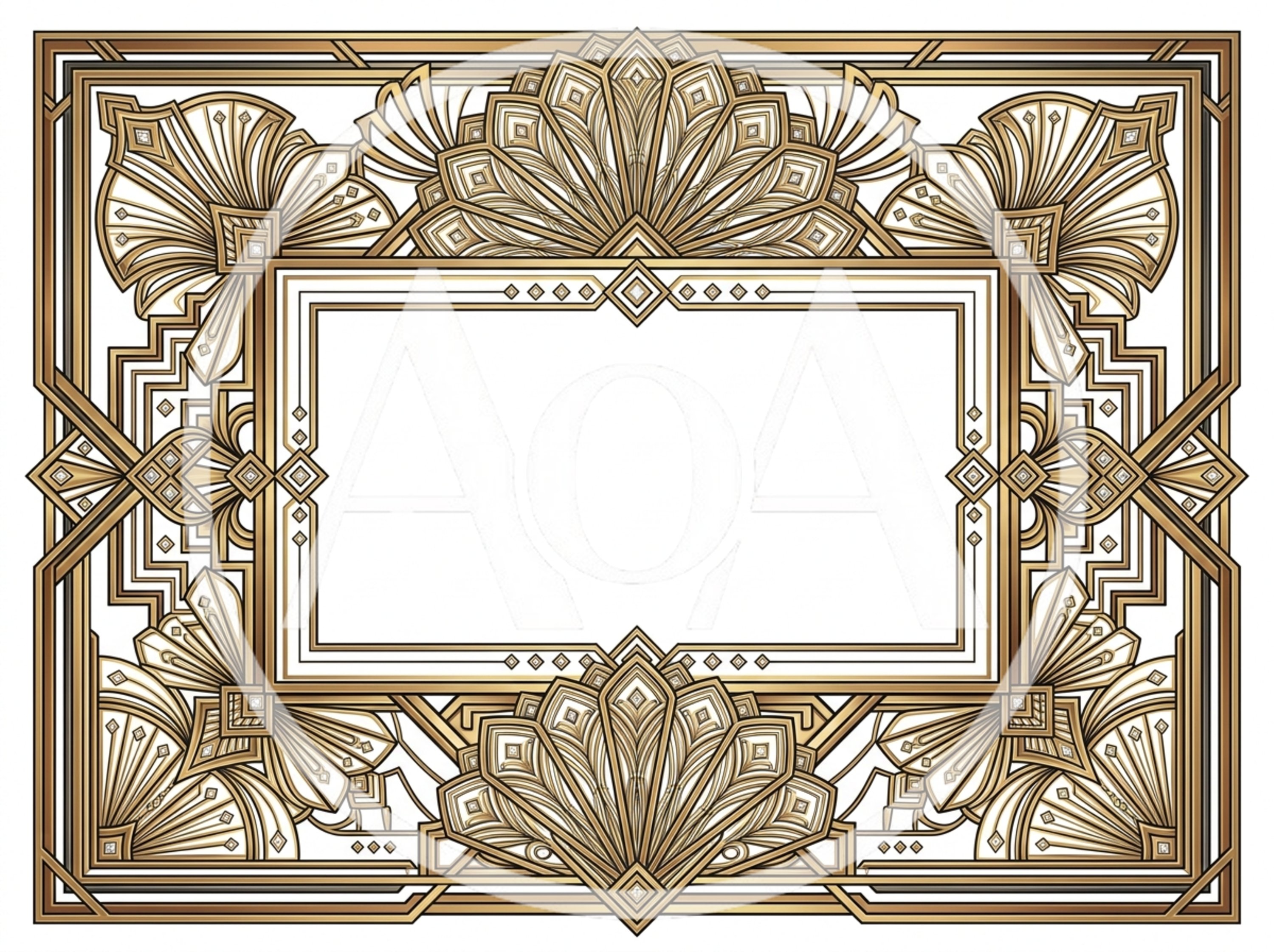 Art Deco Style Decorative Gold Frame Border