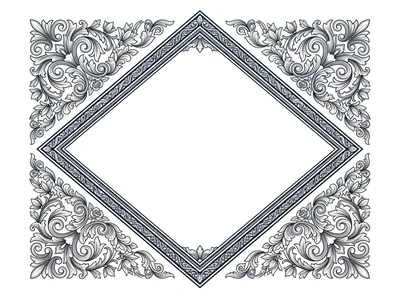 Ornate Vintage Diamond Shaped Decorative Frame