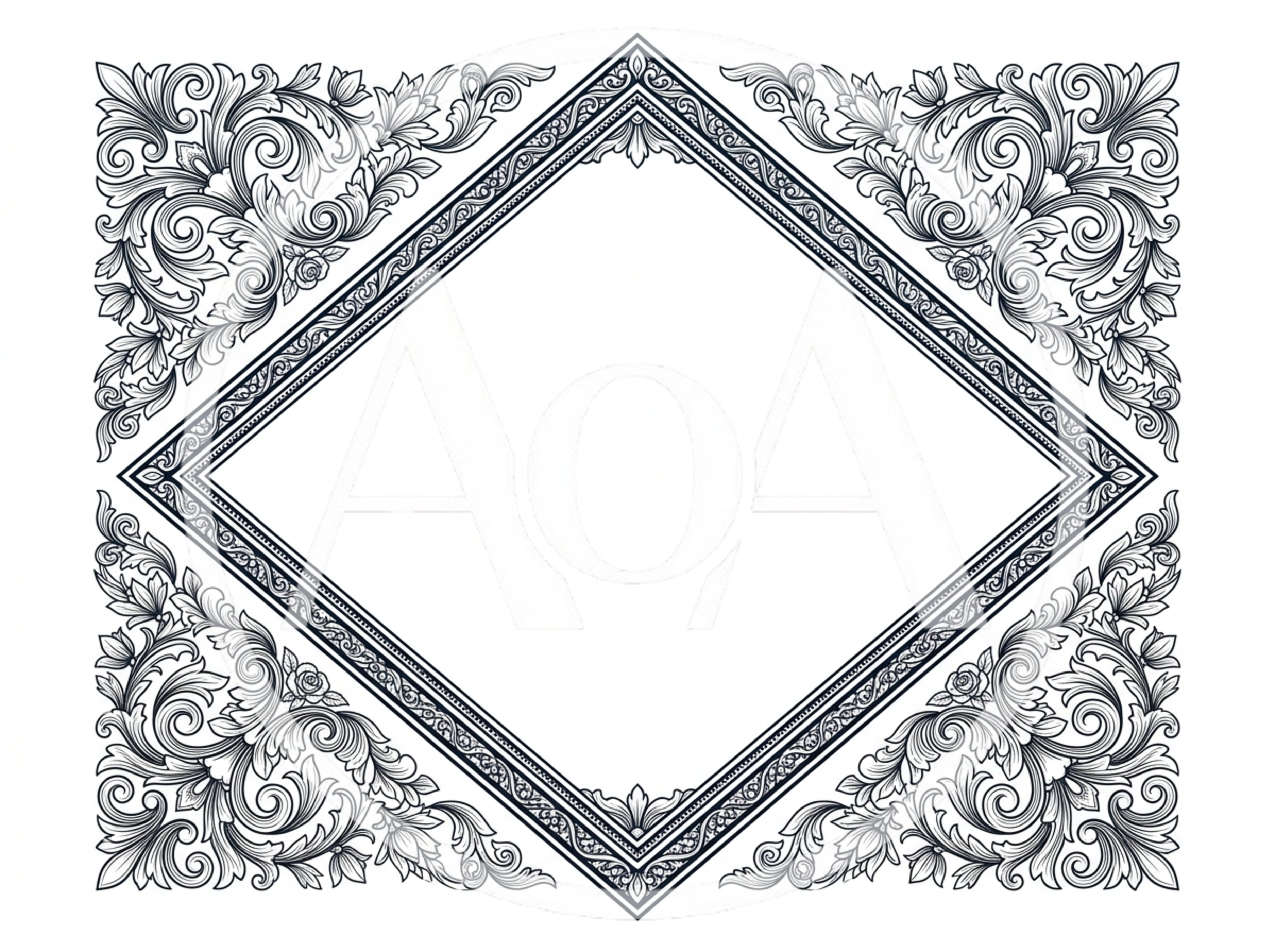 Ornate Vintage Diamond Shaped Decorative Frame